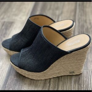 Michael Kors Denim Hastings Espadrille Wedge Sz 9